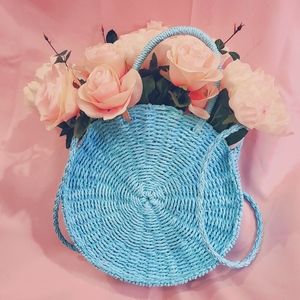 Baby Blue Circular Woven Bag
